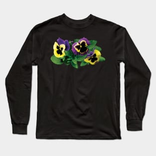 Yellow and Purple Pansy Trio Long Sleeve T-Shirt